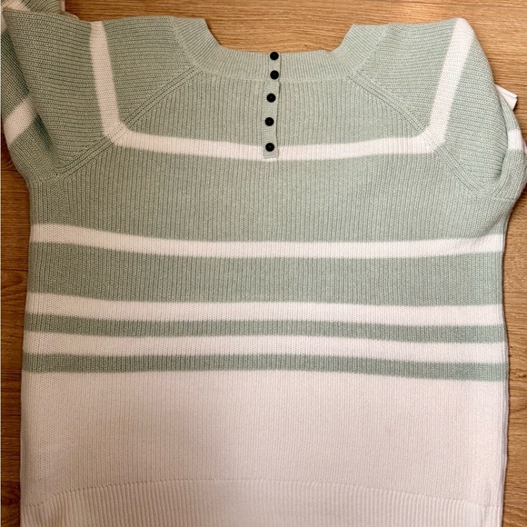 3/$30 - REITMANS Mint Green and White Striped Sweater (like new) - Picture 4 of 6